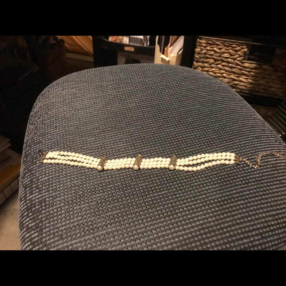 Pearl & marcasite choker necklace